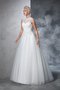 Robe de mariée longue appliques manche nulle elevé longueur au ras du sol