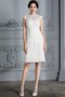 Robe de mariée naturel encolure ronde en satin de princesse a-ligne