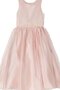 Robe cortège fille avec manche courte avec perle textile en tulle en satin avec zip