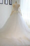 Robe de mariée de traîne moyenne avec perle en dentelle incroyable en salle