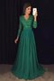 Robe de soirée naturel de traîne courte v encolure de princesse avec manche longue