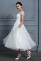 Robe de mariée excellent longueur mollet textile en tulle a-ligne avec perle