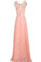 Robe demoiselle d'honneur festonné avec décoration dentelle a-ligne avec zip v encolure