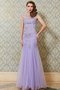 Robe de soirée naturel manche nulle de sirène textile en tulle encolure ronde