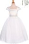 Robe cortège fille pailleté ligne a avec manche courte en tulle fermeutre eclair