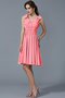 Robe demoiselle d'honneur courte naturel avec chiffon avec sans manches avec fronce