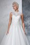 Robe de mariée longue appliques manche nulle elevé longueur au ras du sol