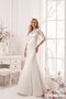 Robe de mariée humble romantique col en bateau avec manche 3/4 avec nœud