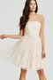 Robe de graduation bref en tulle appliques de bustier manche nulle