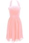 Robe demoiselle d'honneur naturel plissage de dos nu en chiffon manche nulle