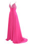 Robe de bal splendide v encolure en chiffon avec cristal a-ligne