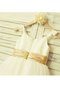 Robe cortège fille naturel avec zip de princesse avec fleurs manche nulle