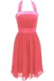 Robe demoiselle d'honneur naturel plissage de dos nu en chiffon manche nulle