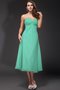 Robe demoiselle d'honneur en chiffon longueur mollet de lotus collant manche nulle