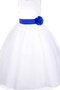 Robe cortège fille naturel col en bateau avec manche courte fermeutre eclair en satin