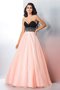 Robe de quinceanera longue de mode de bal avec zip en satin avec perle