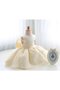 Robe cortège fille plissage avec nœud de longueur à genou manche nulle ruché