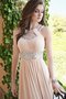 Robe de soirée naturel avec perle fermeutre eclair manche nulle avec chiffon