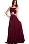 Robe de bal distinguee longue avec chiffon ceinture de traîne courte