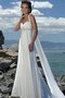 Robe de mariée de traîne moyenne avec perle en plage ligne a bandouliere spaghetti