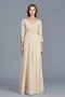Robe mère de mariée de col en v en chiffon avant-gardiste de princesse de lotus