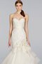 Robe de mariée naturel de sirène manche nulle de traîne courte avec ruban