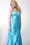 Robe demoiselle d'honneur longue collant ruché de bustier en satin