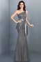 Robe demoiselle d'honneur longue fermeutre eclair de sirène en satin manche nulle