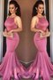 Robe de bal fantastique de lotus de traîne courte bretelles spaghetti de sirène