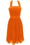 Robe demoiselle d'honneur naturel plissage de dos nu en chiffon manche nulle