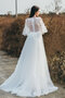Robe de mariée bucolique avec décoration dentelle fantastique de col en v modeste