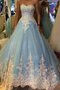 Robe de quinceanera naturel textile en tulle de col en cœur appliques manche nulle