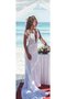 Robe de mariée appliques avec décoration dentelle de traîne mi-longue en plage en chiffon