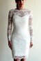 Robe de mariée décontracté humble au niveau de genou avec manche 1/2 avec zip