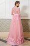 Robe de bal a-ligne textile en tulle appliques encolure ronde de princesse