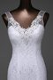Robe de mariée facile de traîne courte v encolure avec décoration dentelle avec perle