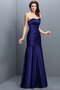 Robe demoiselle d'honneur longue ligne a ruché en satin avec zip