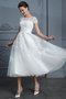 Robe de mariée excellent longueur mollet textile en tulle a-ligne avec perle