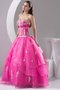 Robe de quinceanera plissé de mode de bal ruché decoration en fleur col en forme de cœur