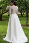 Robe de mariée boutonné lache de col bateau de traîne courte en 1/2 manche