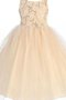 Robe cortège fille a-ligne avec sans manches encolure ronde decoration en fleur