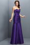 Robe demoiselle d'honneur longue ligne a ruché en satin avec zip