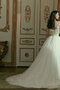 Robe de mariée avec perle unique a eglise de traîne moyenne luxueux