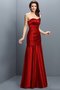 Robe demoiselle d'honneur longue ligne a ruché en satin avec zip