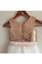 Robe cortège fille naturel plissé ceinture en étoffe avec perle en tulle