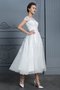 Robe de mariée excellent longueur mollet textile en tulle a-ligne avec perle