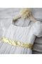 Robe cortège fille de princesse de col bateau avec fleurs a-ligne fermeutre eclair