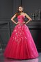 Robe de quinceanera naturel longue appliques col en forme de cœur manche nulle