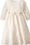 Robe cortège fille encolure ronde avec nœud en 3/4 manche avec perle ligne a