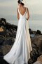 Robe de mariée solennel nature plissage avec perle longueru au niveau de sol